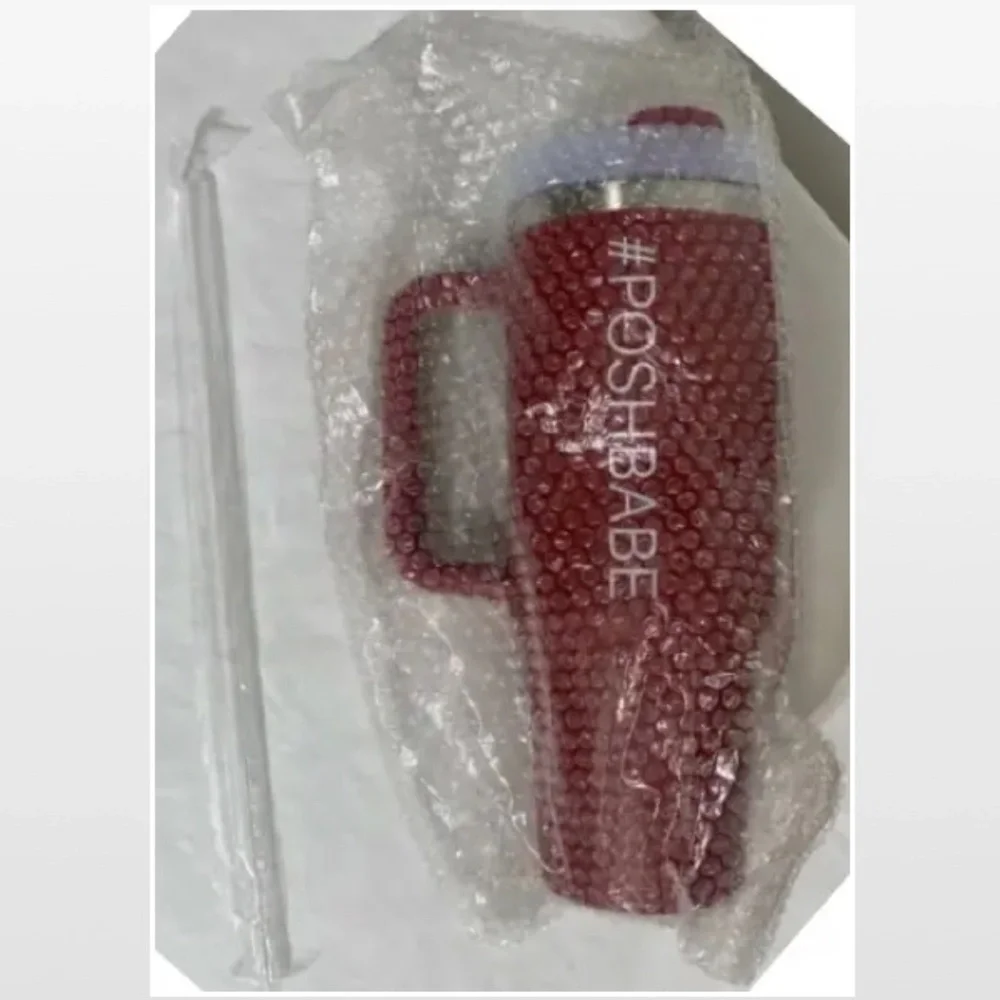 New Tumbler POSHBABE 40oz Red White Large Travel Mug Thermos Cup Swag